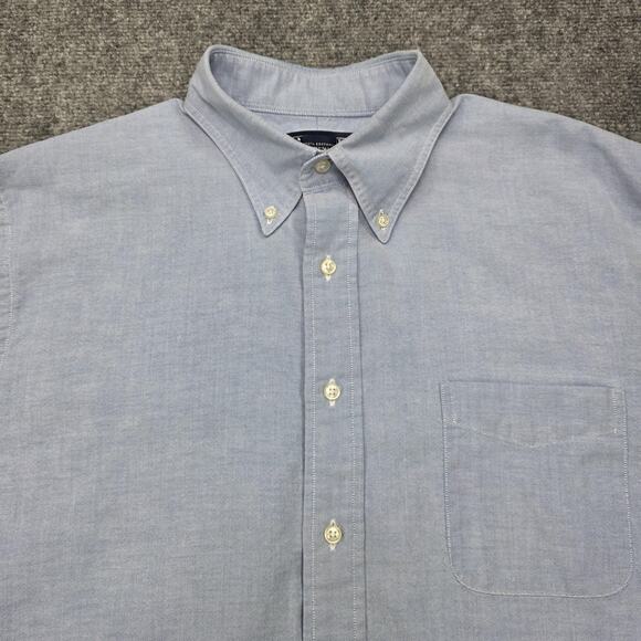 Vintage Lands End Shirt Mens 16 Blue Oxford Cloth Button Down Cotton Long Sleeve - Picture 9 of 16